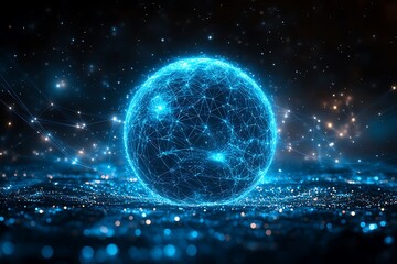 Obraz premium Earth view from space with global communication Network background. 