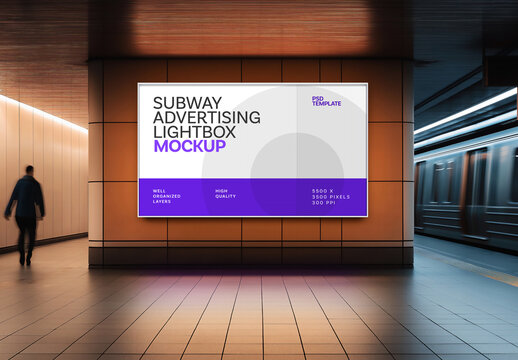 Subway Station Advertising Lightbox Mockup for Design and Branding Projects