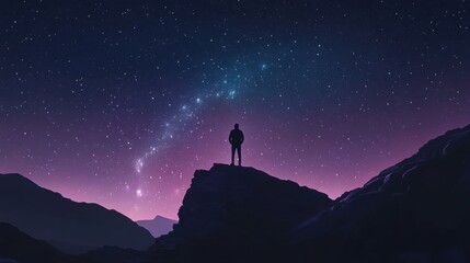 Silhouette of a man under a starry sky