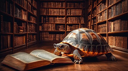 Studious Turtle in Shades: Bookish Charm