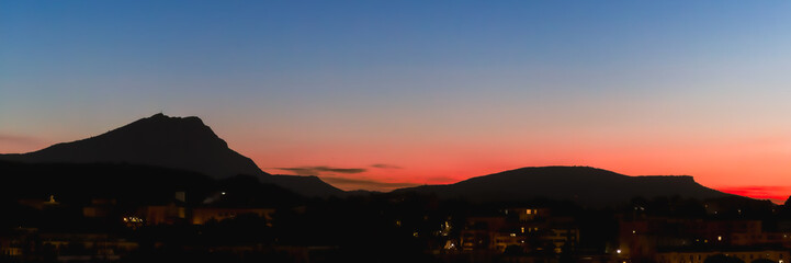 Sainte Victoire mountain in the light of a winter morning
