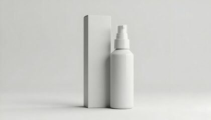 Blank White Spray Bottle Mockup with Box Packaging