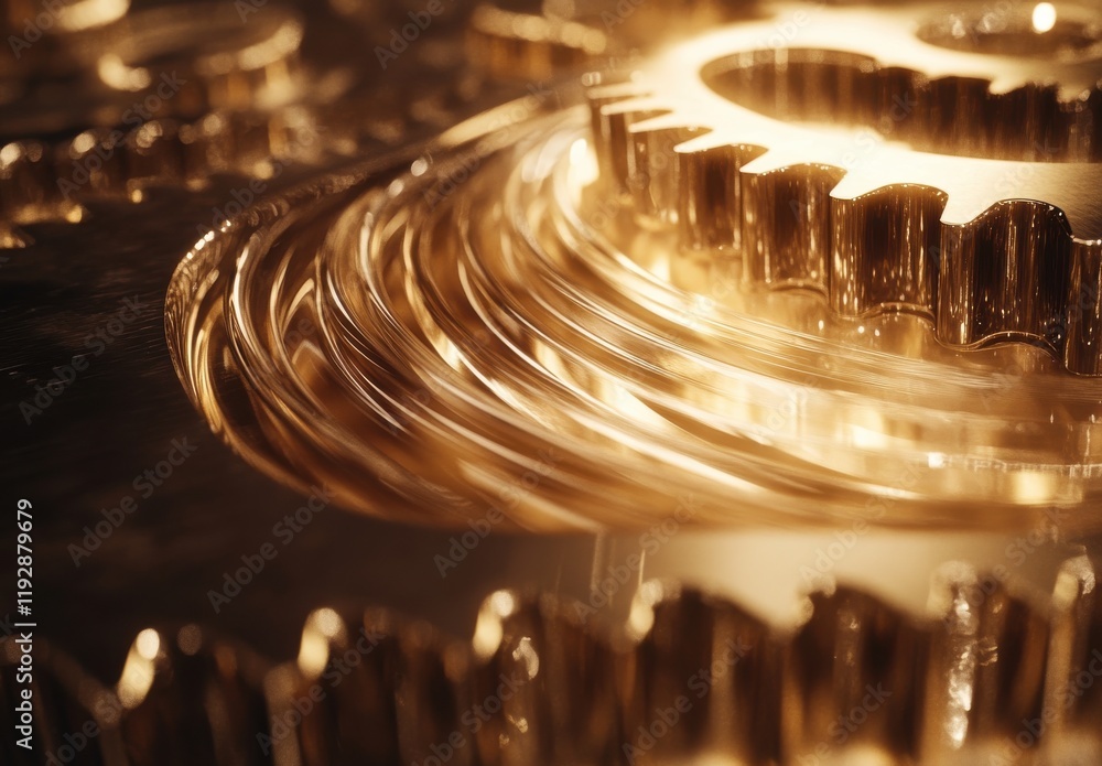 Poster intricate golden gears and cogs with shiny surfaces showcasing the beauty of mechanical design in a 