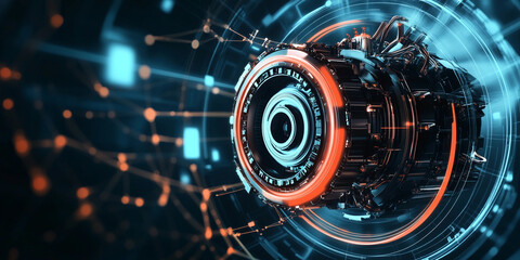 Futuristic technological device with glowing elements