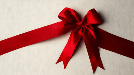 Red diagonal gift ribbon and bow photo transparent background isolated PNG file
