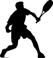 Tennis player pose silhouette
