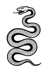 Obraz premium Snake monochrome clip art vector illustration