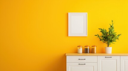 Bright Yellow Wall with Modern Decor