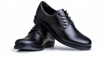 Stylish black leather shoes studio setting product image minimalist background professional photography fashion concept