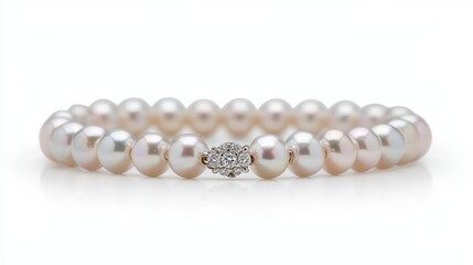 Obraz premium Elegant pearl bracelet display jewelry store product photography bright environment close-up view luxury concept