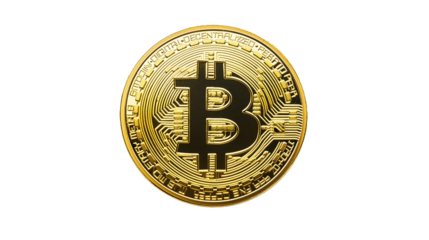 Gold coin Bitcoin isolated on a white background