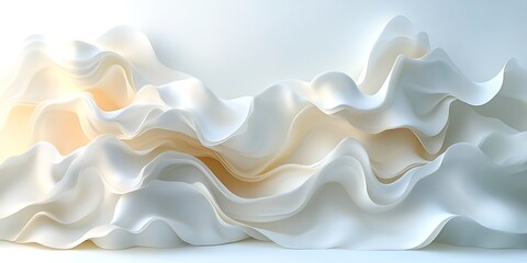 Fototapeta premium Abstract white waves, flowing fabric texture, elegant background, website design