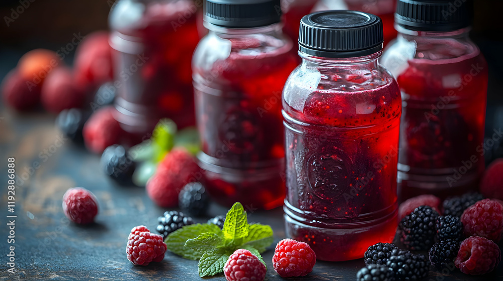 Sticker Homemade Mixed Berry Preserves in Glass Jars