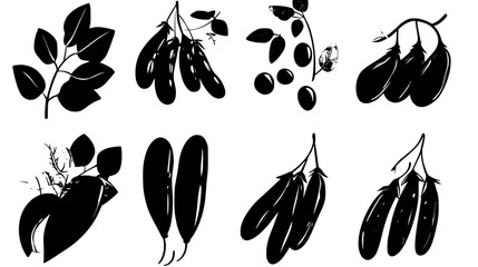 Collection of Green Beans Almondine continuous icon pattern, Green Beans Almondine vectorized artwork