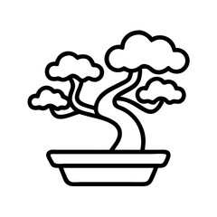 bonsai tree icon, bonsai tree line art - simple line art of bonsai tree, perfect for bonsai tree logos and icons and themed design