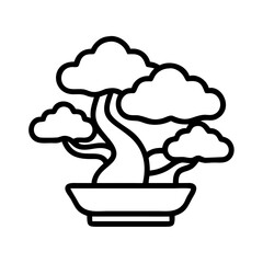 bonsai tree icon, bonsai tree line art - simple line art of bonsai tree, perfect for bonsai tree logos and icons and themed design