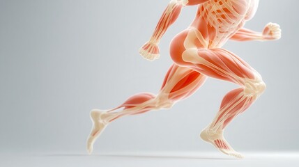 Obraz premium The dynamic energy of a muscular human figure mid-motion, muscles flexing and highlighted as though captured by a high-speed X-ray camera is truly captivating.