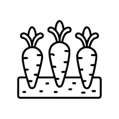 carrot harvest icon, carrot harvest line art - simple line art of carrot harvest, perfect for carrot harvest logos and icons and themed design