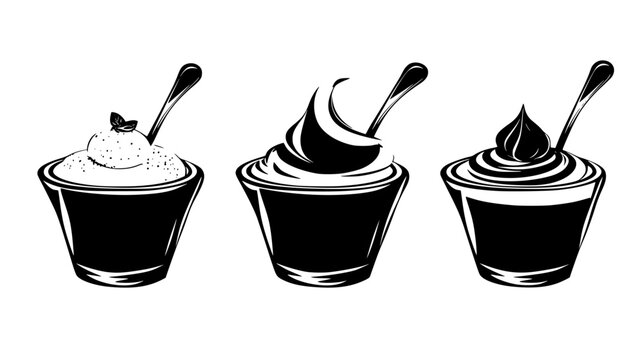 Collection of Mousse au Chocolat, vectorized food design