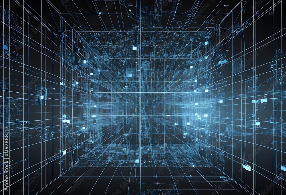 Aufkleber abstract digital space grid network visualization