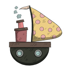 hand drawn colorful marine. under the sea collection element