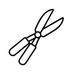 garden scissors icon, garden scissors line art - simple line art of garden scissors, perfect for garden scissors logos and icons and themed design