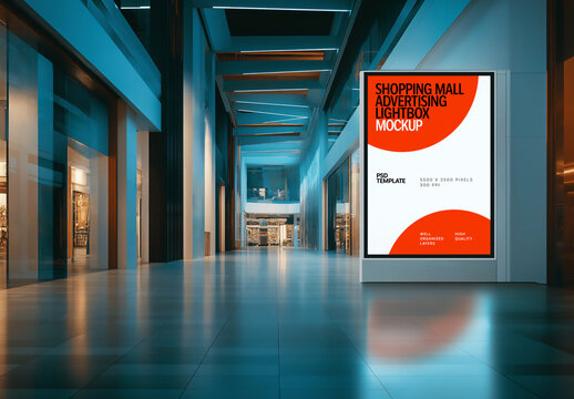 Shopping Mall Advertising Lightbox Mockup for Design and Branding Projects
