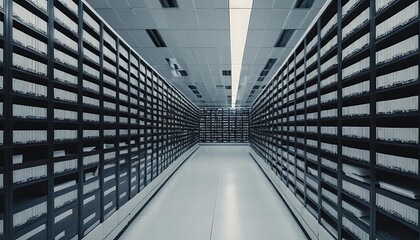 Obraz premium Extensive Archive Of Organized Files In A Modern Facility