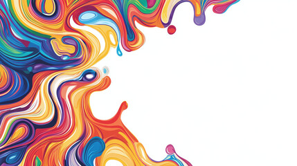 Rainbow abstract tech border with white empty background.