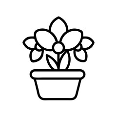 orchid pot icon, orchid pot line art - simple line art of orchid pot, perfect for orchid pot logos and icons and themed design