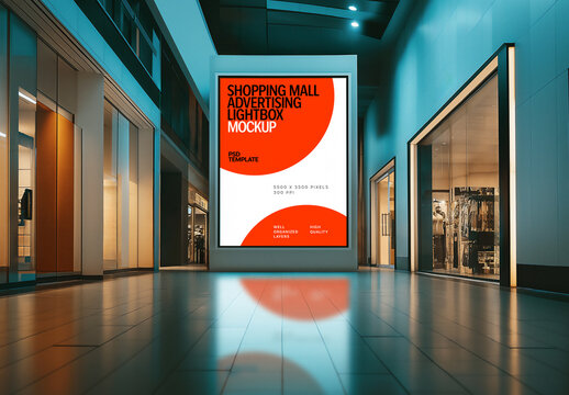 Shopping Mall Advertising Lightbox Mockup for Design and Branding Projects