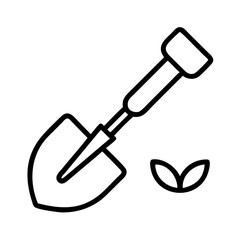 planting spade icon, planting spade line art - simple line art of planting spade, perfect for planting spade logos and icons and themed design