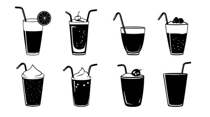 Collection of Smoothies icons, Smoothies vectorized seamless pattern