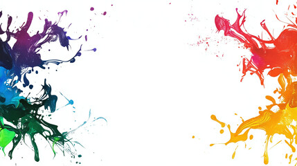 Naklejka premium Rainbow abstract tech border with white empty background.