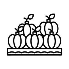 pumpkin patch icon, pumpkin patch line art - simple line art of pumpkin patch, perfect for pumpkin patch logos and icons and themed design