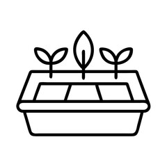 seed starter tray icon, seed starter tray line art - simple line art of seed starter tray, perfect for seed starter tray logos and icons and themed design