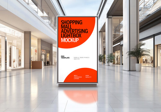 Shopping Mall Advertising Lightbox Mockup for Design and Branding Projects