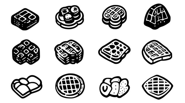 Collection of Waffle continuous icon pattern, Waffle vectorized artwork