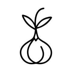 sprouting onion bulb icon, sprouting onion bulb line art - simple line art of sprouting onion bulb, perfect for sprouting onion bulb logos and icons and themed design