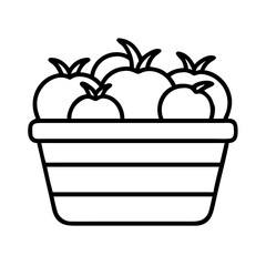 tomato harvest basket icon, tomato harvest basket line art - simple line art of tomato harvest basket, perfect for tomato harvest basket logos and icons and themed design