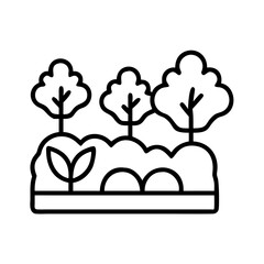 vegetable garden icon, vegetable garden line art - simple line art of vegetable garden, perfect for vegetable garden logos and icons and themed design
