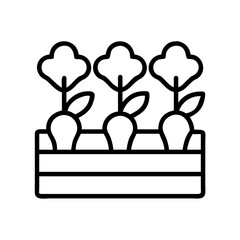 vegetable garden icon, vegetable garden line art - simple line art of vegetable garden, perfect for vegetable garden logos and icons and themed design
