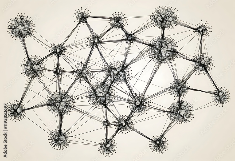 Poster abstract network structure composed of interconnected nodes