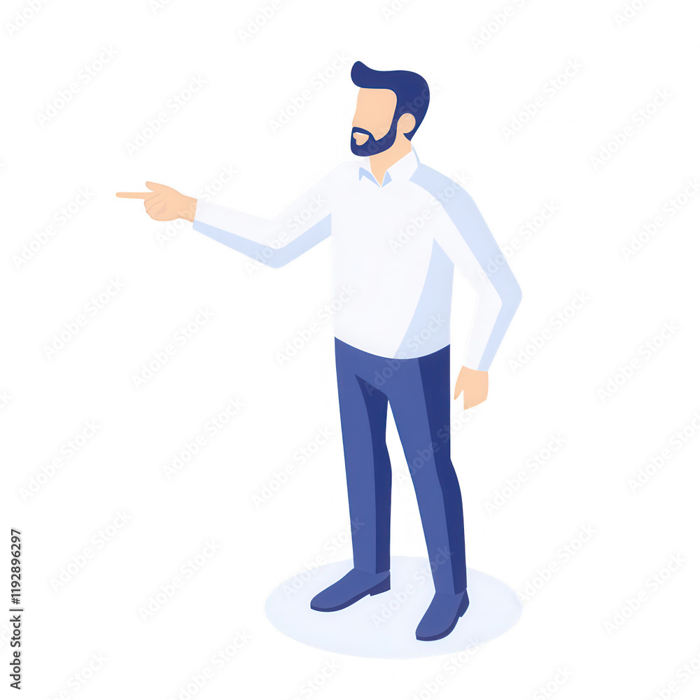 Poster a professional man gesturing while discussing a project in a modern workspace., isolated on a transp