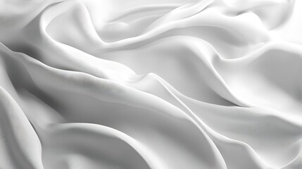 Obraz premium Smooth white fabric texture, elegant waves, soft light, background for design