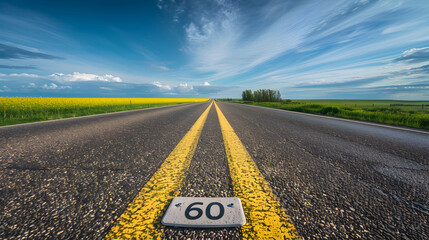 Visual Depiction of Kilometer Marker 600 on a Rural Highway