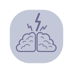 Brainstorming line icon. Human brain and lightnings outline sign. Innovation, new idea, creativity concept. Vector illustration, symbol element for web design and apps