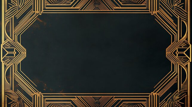 A clean background photo with an art deco border and negative space in the center, perfect for a stylish speakeasy postcard design