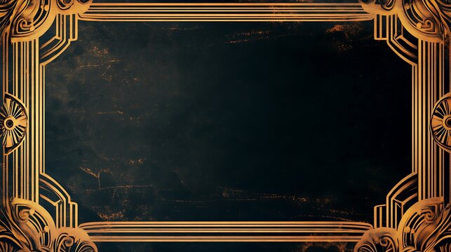 A clean background photo with an art deco border and negative space in the center, perfect for a stylish speakeasy postcard design