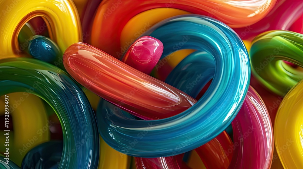 Poster colorful abstract swirls of glossy paint in vibrant hues, creating a dynamic and energetic visual co